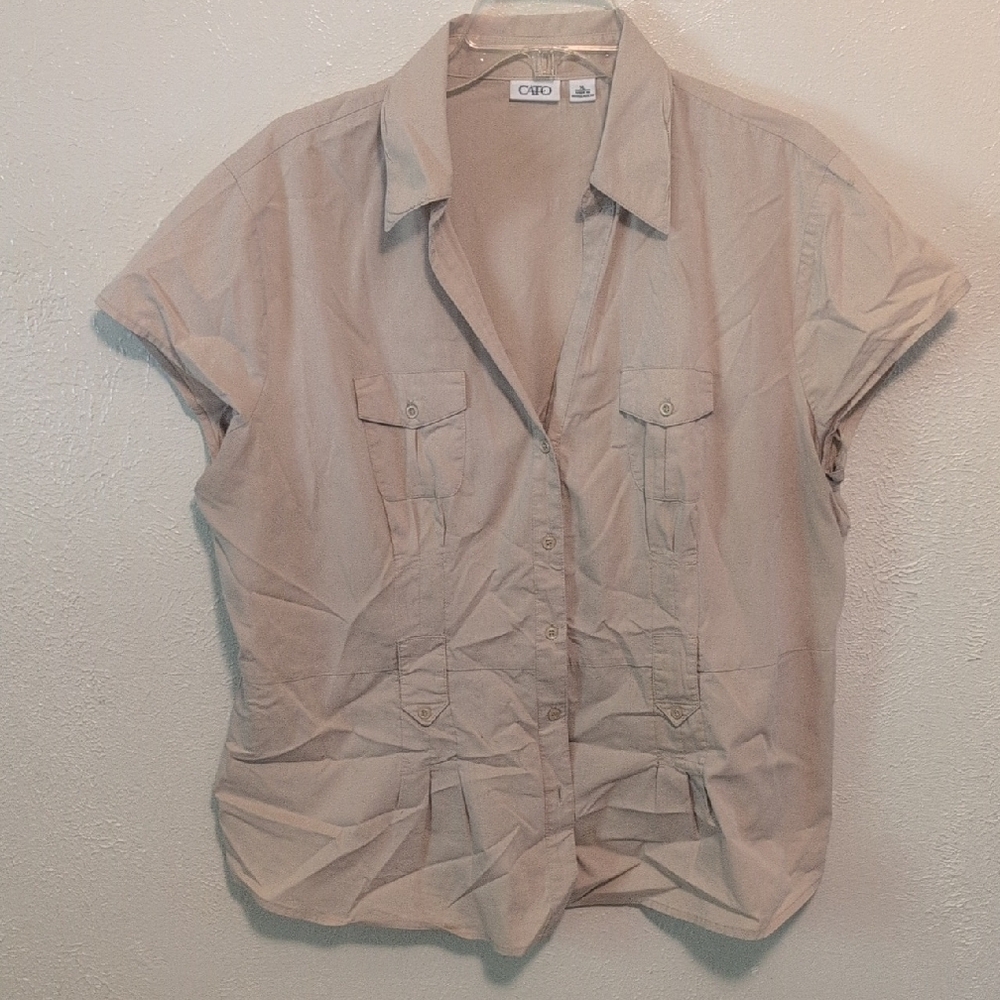 Cato Women's Tan Button-Up Top